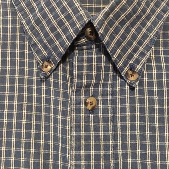 Timberland Button down short sleeve blue plaid shirt Lg EUC - Picture 3 of 13